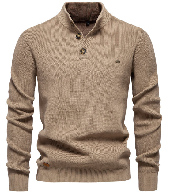 Men’s Zipper Stand Collar Knitted Sweater Men - Main - Winter