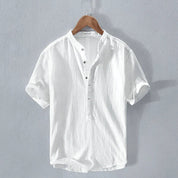 Men's Casual Short Sleeve Henley Shirts White Shirts