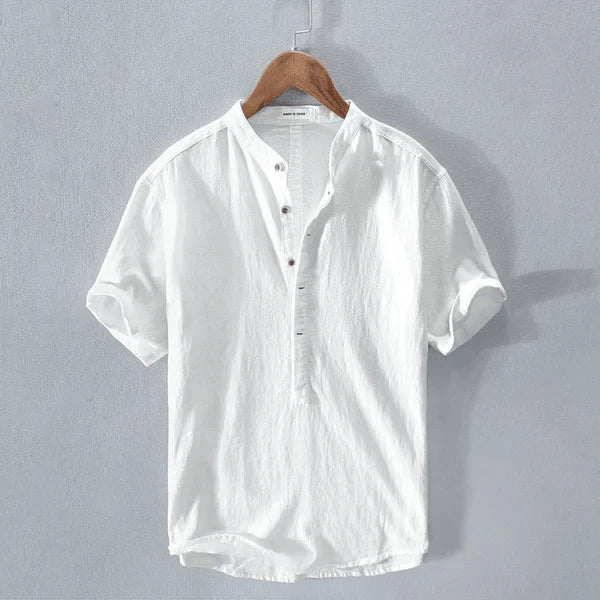 Men's Casual Short Sleeve Henley Shirts White Shirts