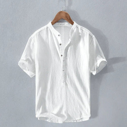 Men's Casual Short Sleeve Henley Shirts White Shirts