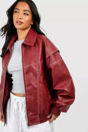 Women's Oversize leather jacket Red Jacket