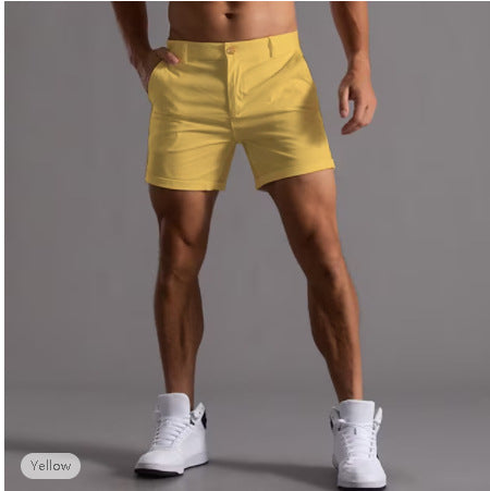 Men's Summer Linen Shorts with Pockets Yellow Men Shorts