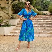 Kelly | Blossom Midi-Dress Blue Dresses