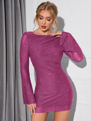 Elena | Glitter Mesh Flounce Sleeve Dress Dresses
