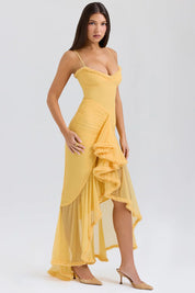 Tiara | Sultry Bodycon Maxi Dress with Cascading Ruffles Dresses