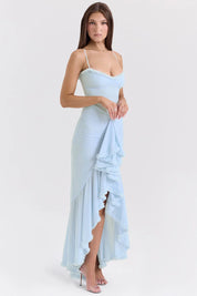 Tiara | Sultry Bodycon Maxi Dress with Cascading Ruffles Dresses