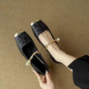 Verona Pearl Pumps – Silk-Textured Low Heels Women Shoes