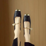 Verona Pearl Pumps – Silk-Textured Low Heels Women Shoes