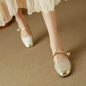 Verona Pearl Pumps – Silk-Textured Low Heels Women Shoes