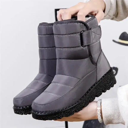 Woman Waterproof Snow Boots Gray Boots