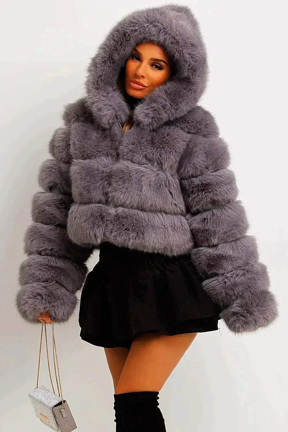 Fluffy Short Faux Fur Coat Fox Fur Coat