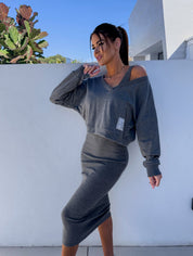 Margot | Casual Sweatshirt And Dress Set Gray Dresses