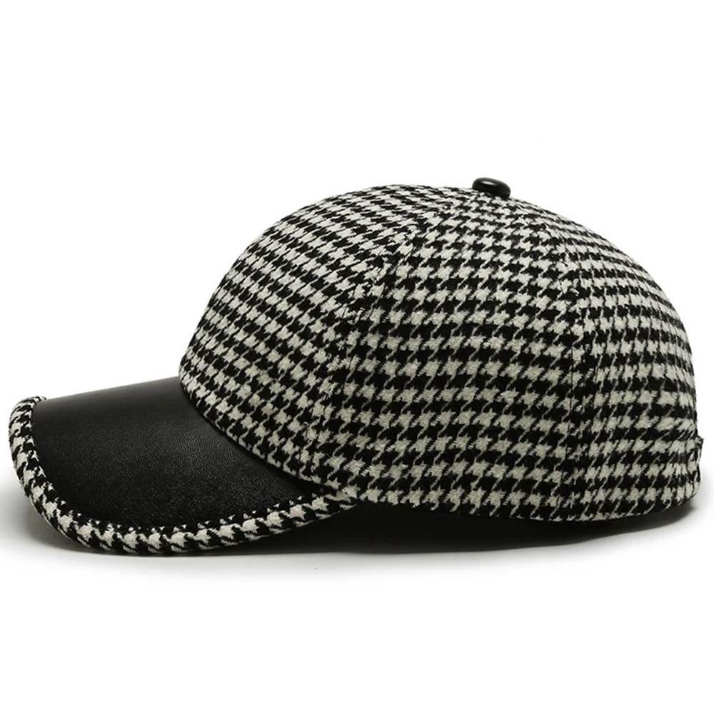 Houndstooth Leather Cap Hats