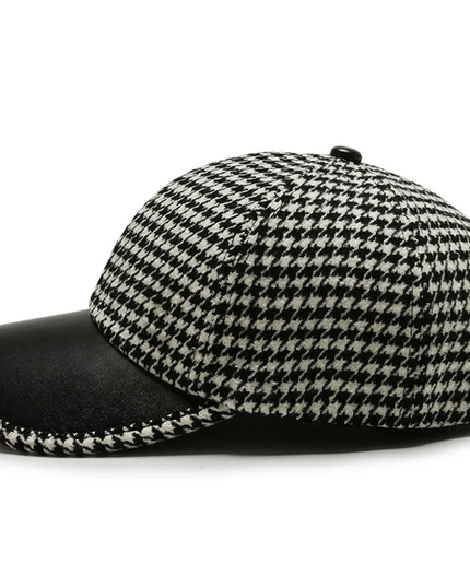 Houndstooth Leather Cap Hats