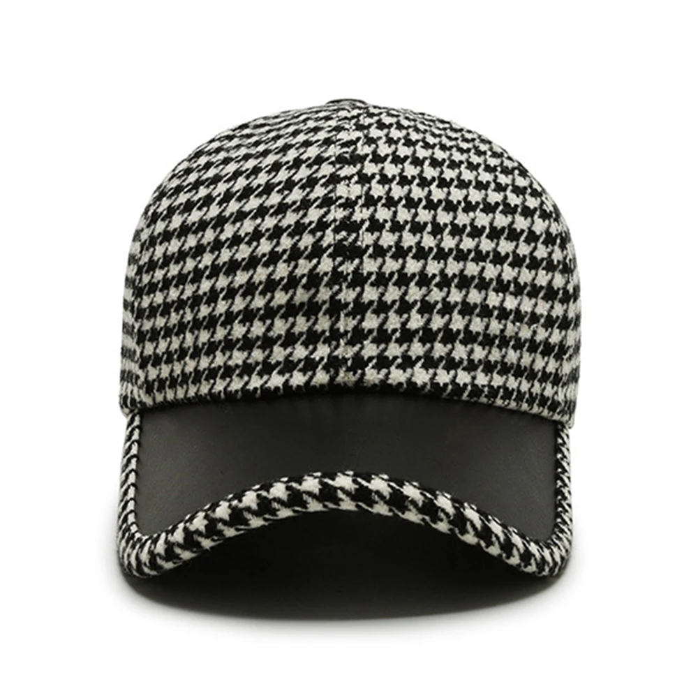 Houndstooth Leather Cap Hats