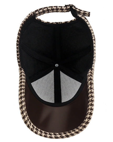 Houndstooth Leather Cap Hats