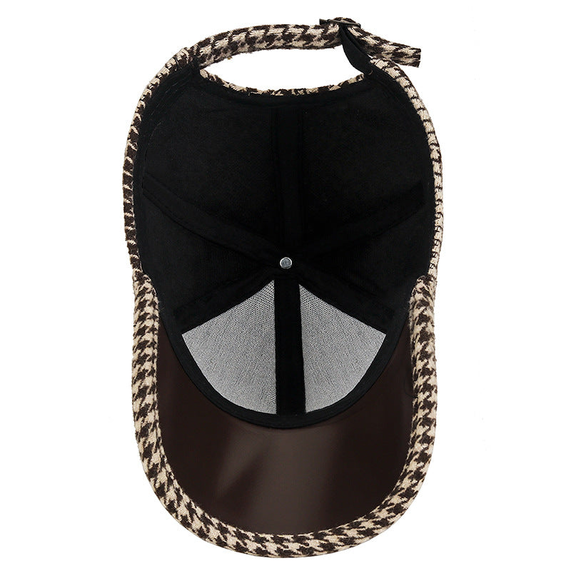 Houndstooth Leather Cap Hats