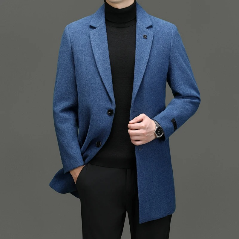 Heritage Wool Overcoat – Timeless Winter Classic Blue Men Jacket
