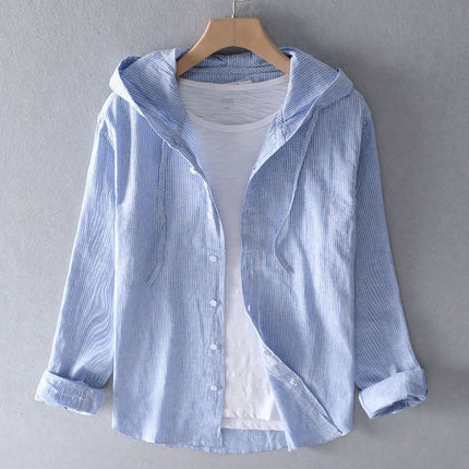 Nova Linen Hoodie Blue
