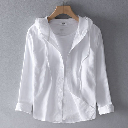 Nova Linen Hoodie White