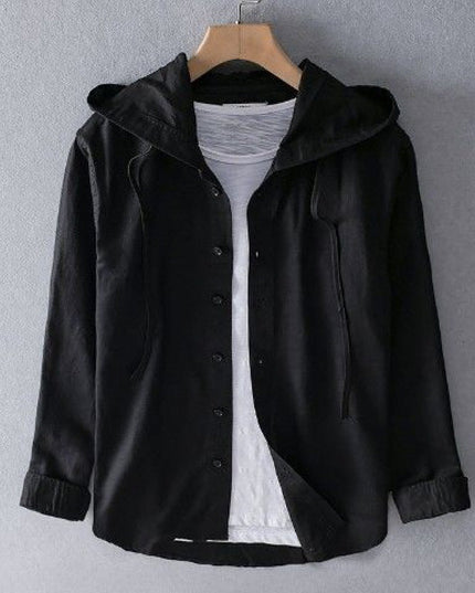Nova Linen Hoodie Black