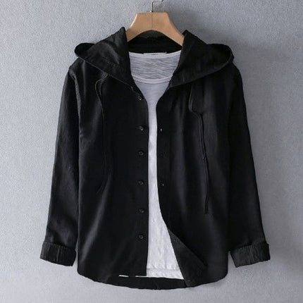 Nova Linen Hoodie Black