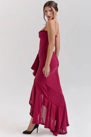 Tiara | Sultry Bodycon Maxi Dress with Cascading Ruffles Dresses