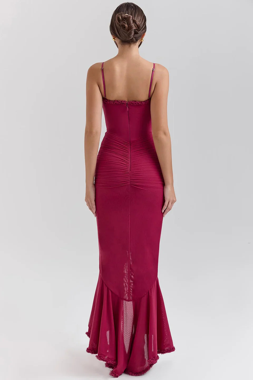 Tiara | Sultry Bodycon Maxi Dress with Cascading Ruffles Dresses