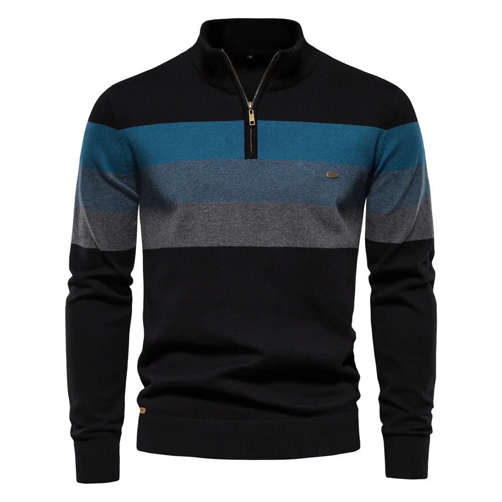 Tony | Zip-up Pullover Sweater Black Shirts & Tops