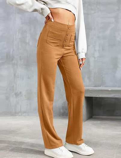 Laura | High-waisted Elastic Casual Pants Brown