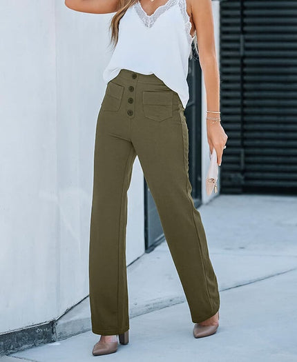 Laura | High-waisted Elastic Casual Pants Green