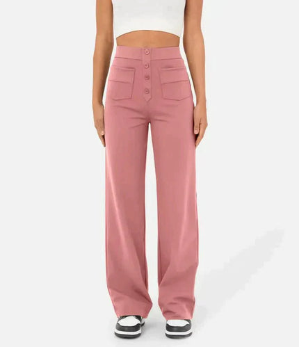 Laura | High-waisted Elastic Casual Pants Pink