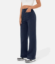 Laura | High-waisted Elastic Casual Pants Navy Blue