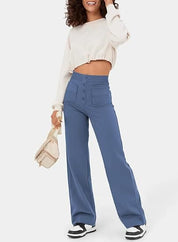 Laura | High-waisted Elastic Casual Pants Pale Blue