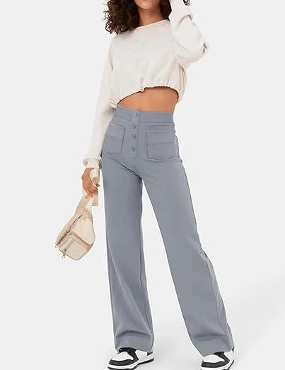 Laura | High-waisted Elastic Casual Pants Gray