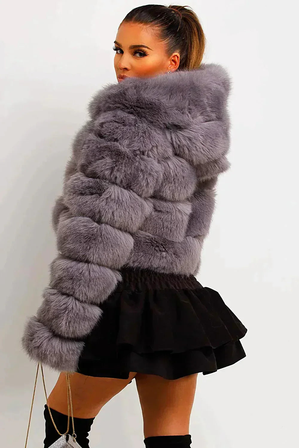 Fluffy Short Faux Fur Coat Fox Fur Coat