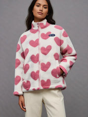 Women Heart Fleece Jacket Heart Fleece Jacket