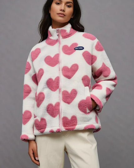 Women Heart Fleece Jacket Heart Fleece Jacket