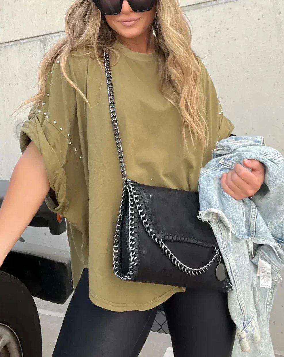 Brianna | Oversized T-Shirt With Studs Shirts & Tops