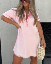 Vera | Denim Shirt Dress Pink Dresses