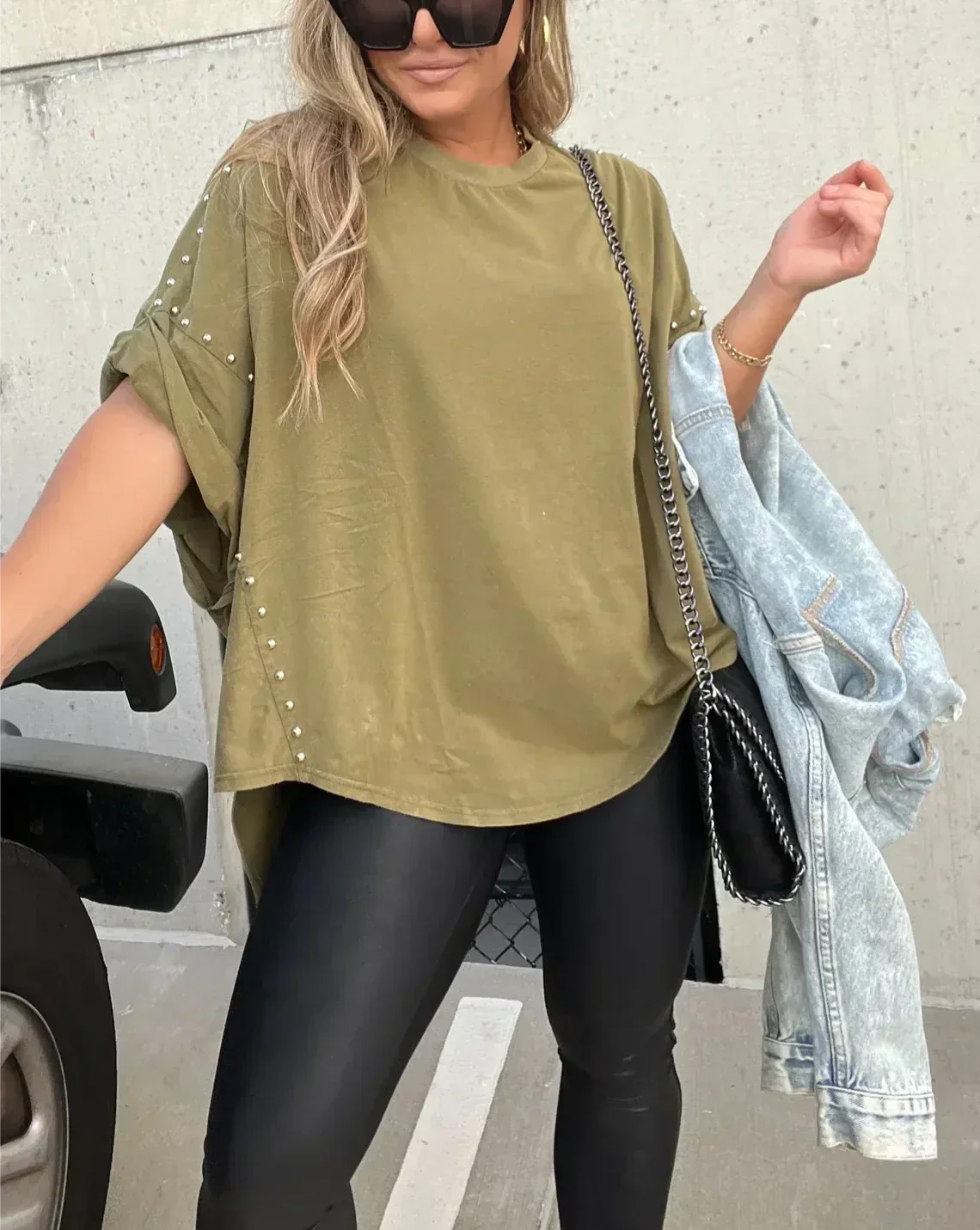 Brianna | Oversized T-Shirt With Studs Shirts & Tops