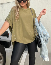 Brianna | Oversized T-Shirt With Studs Shirts & Tops