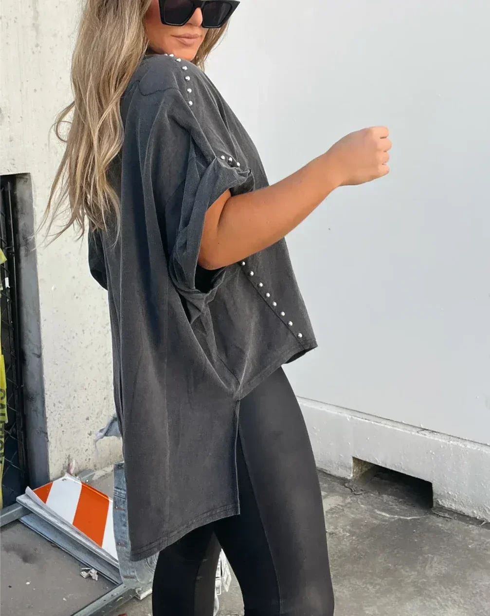 Brianna | Oversized T-Shirt With Studs Shirts & Tops