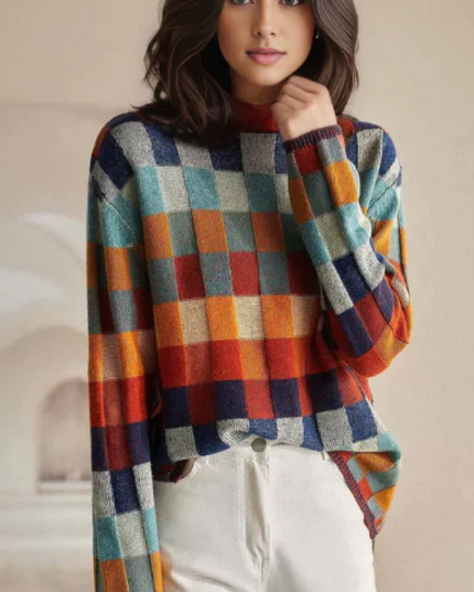 Cashmere Patchwork Turtleneck Sweater 2XL Sweater