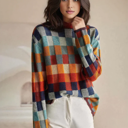 Mabel Cashmere Patchwork Turtleneck Sweater 2XL Sweater