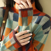 Mabel Cashmere Patchwork Turtleneck Sweater Sweater