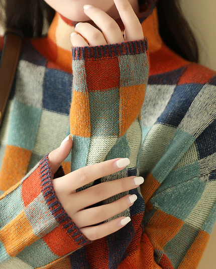 Cashmere Patchwork Turtleneck Sweater Sweater