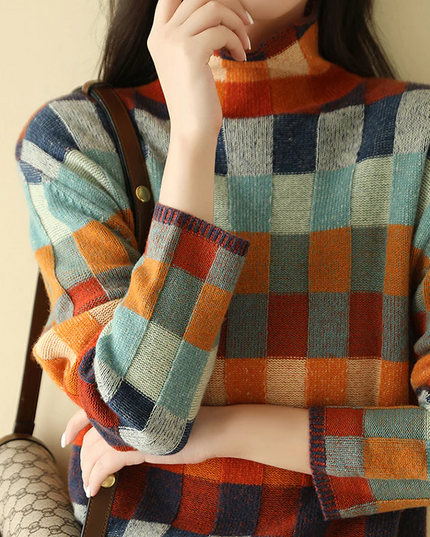 Cashmere Patchwork Turtleneck Sweater Sweater