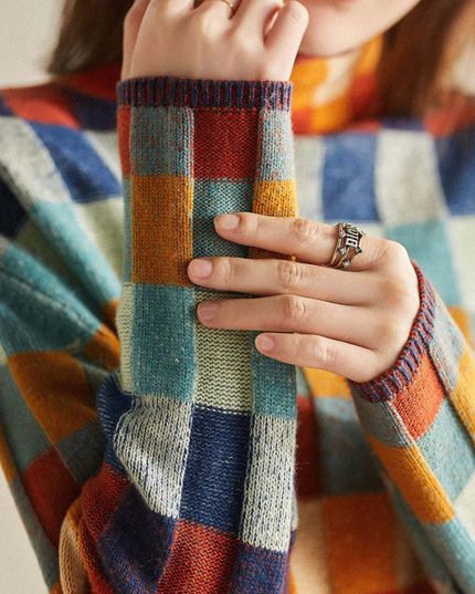 Cashmere Patchwork Turtleneck Sweater Sweater