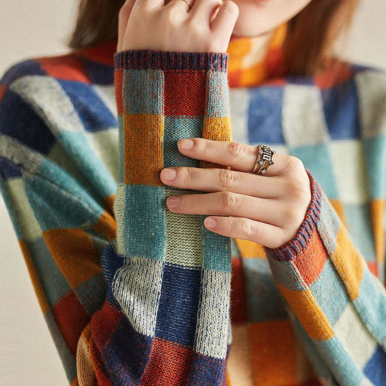 Mabel Cashmere Patchwork Turtleneck Sweater Sweater